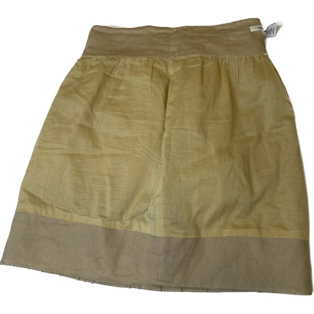 DVF Paquerita Linen Mini Skirt Beige XS 2 Textured Embroidered Boho Chic - Picture 9 of 13